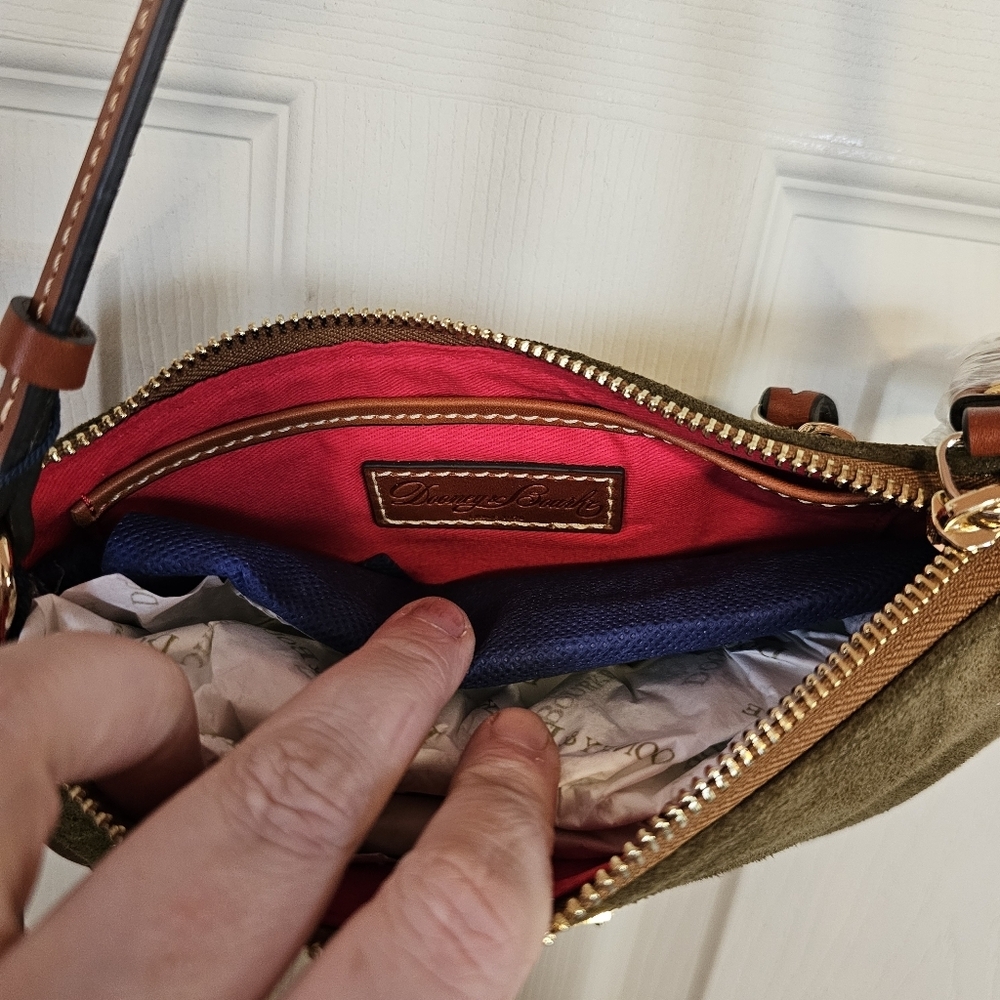 Dooney & Burke Suede Slim Crossbody Leather Equestrian Inspired Bag - Picture 5 of 13